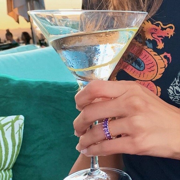 Purple Emerald Cut Eternity Ring Band - Picture 4 of 4